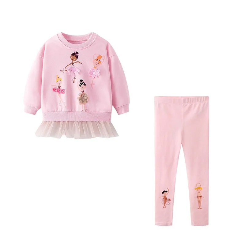 Jumping Meters 2-7T Lovely Girls Clothing Sets Kids Suits 2 Pcs Sweatshirts + Leggings Baby Costume Autumn Kids Outfits