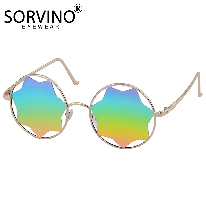 

SORVINO Unique Round Star Shape Sunglasses Women Fashion Hollow Colorful Film Mirror Lens Eyewear Men Trending Sun Glasses Shade