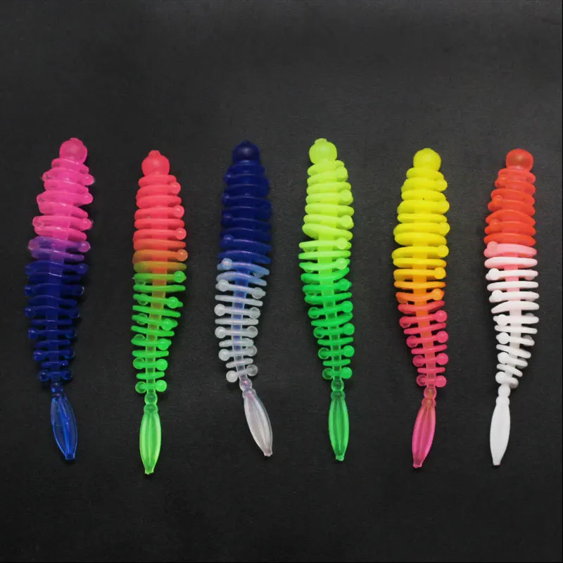 10Pcs Fishing soft Lures Jig Trout Worm Soft Baits 5.5cm/1g Artificial Sea Worms Earthworm Fishing Soft Lures Wobblers Tackle