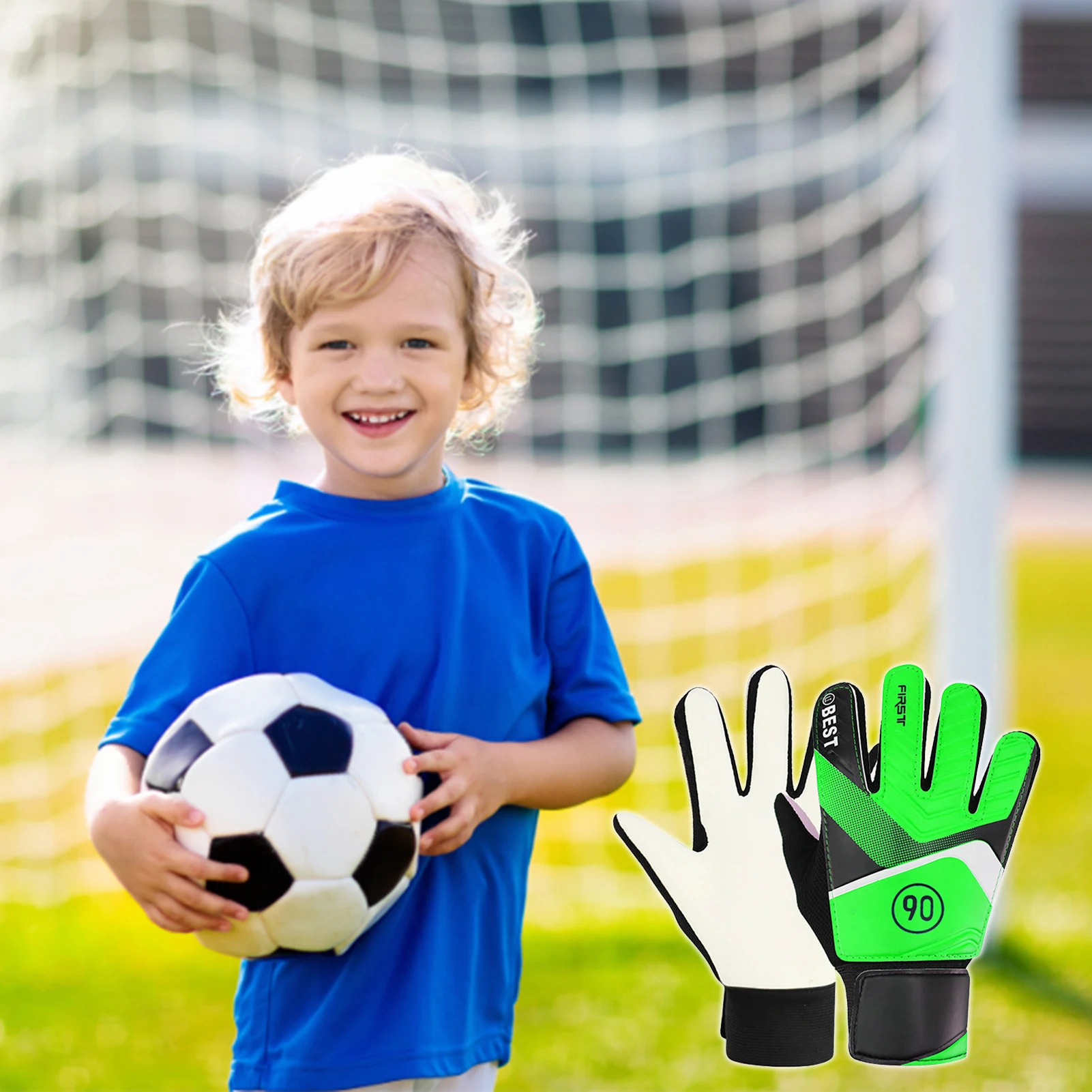 Luvas de goleiro para crianças jovens goleiro luvas de futebol profissional com alça de pulso apertada completa dedos proteção