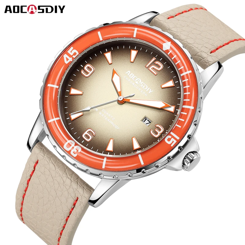 Watch for Men High Quality Leather Strap Man Clock Luminous Date Quartz Wrist Watch Waterproof Chronograph Relogio Masculino