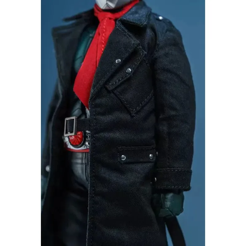 Attraktiver 1/12 Maßstab Modischer Roter Schal Langer Schwarzer Windbreaker mit Draht für 6'' SHF Actionfigur-Körper auf Lager – Detail 4