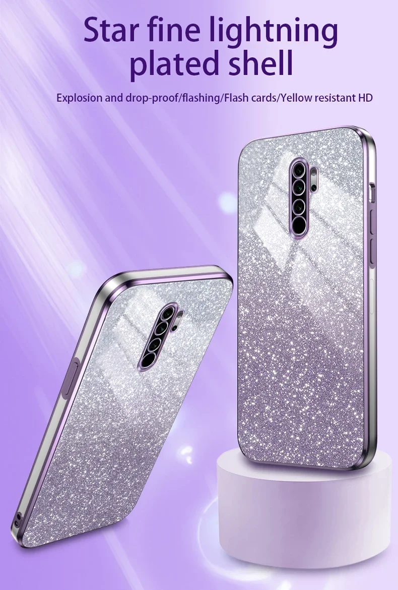 Für Xiaomi Redmi Hinweis 8 Note 8 Pro Telefon Fall Luxus Gradienten Glitter Überzug Silikon Zurück Abdeckung Funda