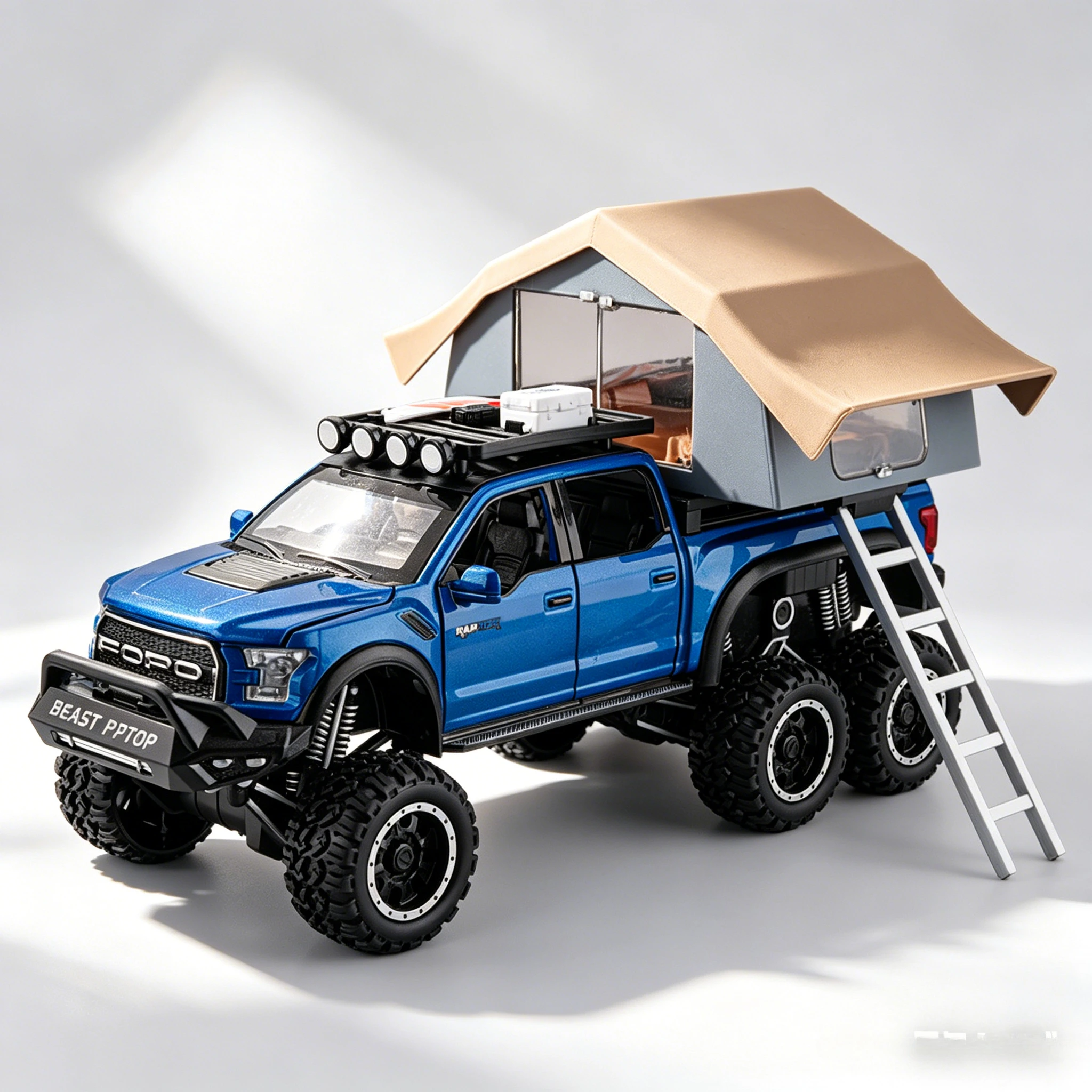 

1:24 Scale Raptor F150 Alloy Cars Models Toys 6 Doors Opened Camping RV Diecast Model Light Sound Vehicle for Boys Birthday Gift