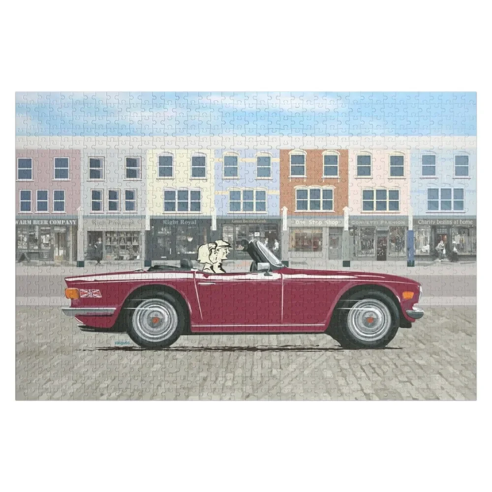 Damson Red color TR6 – the Classic British Sports Car Jigsaw Puzzle Custom Wooden Name Custom Gifts Personalised Puzzle