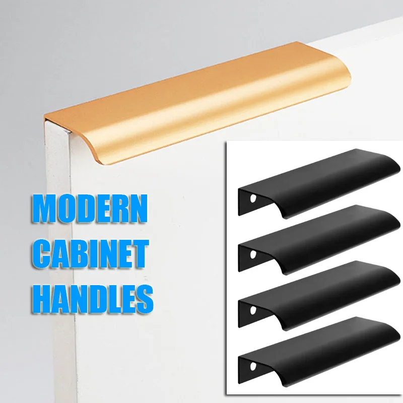 

4 Pcs Punch-free Door Handle Pull Handles for Cupboards Wardrobe Drawer Invisible Aluminum Alloy Furniture Pull Handles Modern