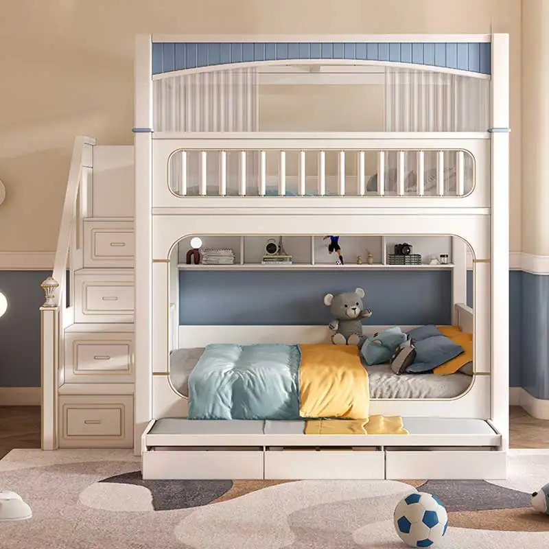 Princess House Children's Bedroom Furniture Set School Home Modern Luxury Wooden Children's Bunk Bed Girls