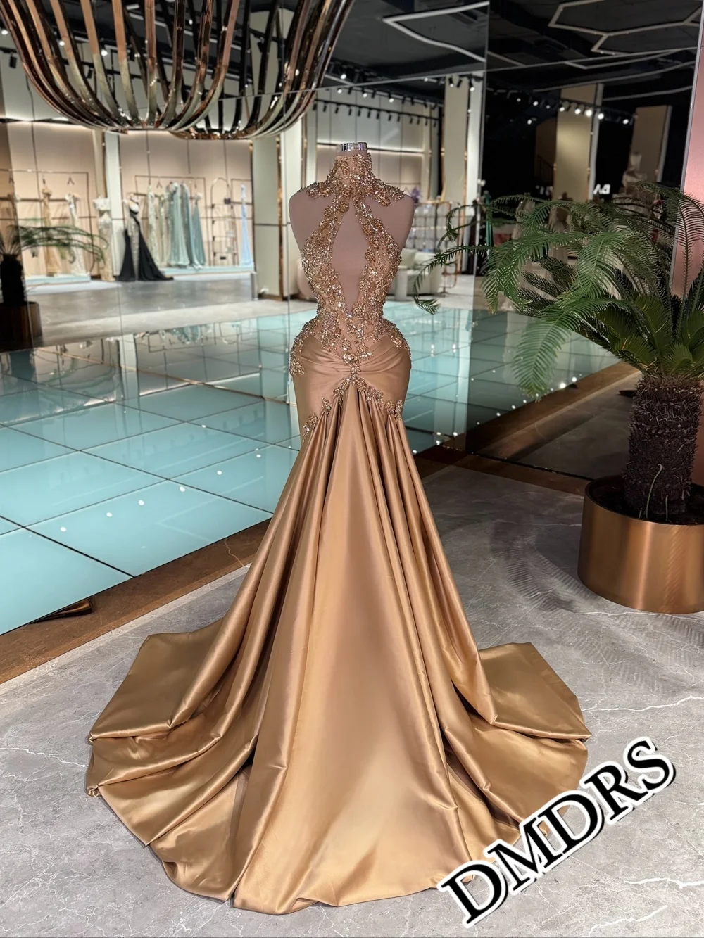 

DMDRS Luxurious Sleeveless Evening Dress 2026 Charming A-Line Party Gown Elegant Beaded & Satin Floor-Length Party Dresses فس