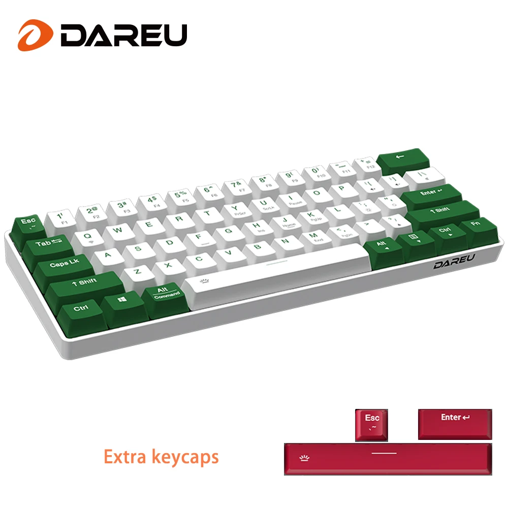 Dareu-mini teclado mecânico portátil, 61 teclas, modo duplo, bluetooth, sem fio, com fio, pbt, com tripé magnético, kb, jogos