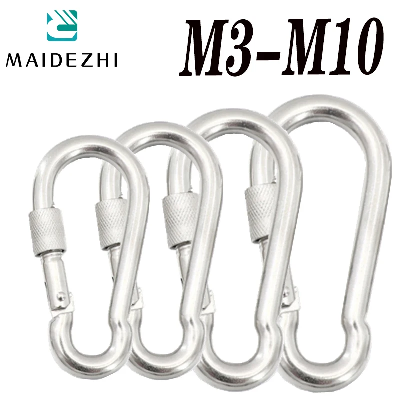 304 Stainless Steel Carabiner Camping Hook Use For Climbing Carabiner High Strength Carabiner Snap Hook Keychain Multiple Models