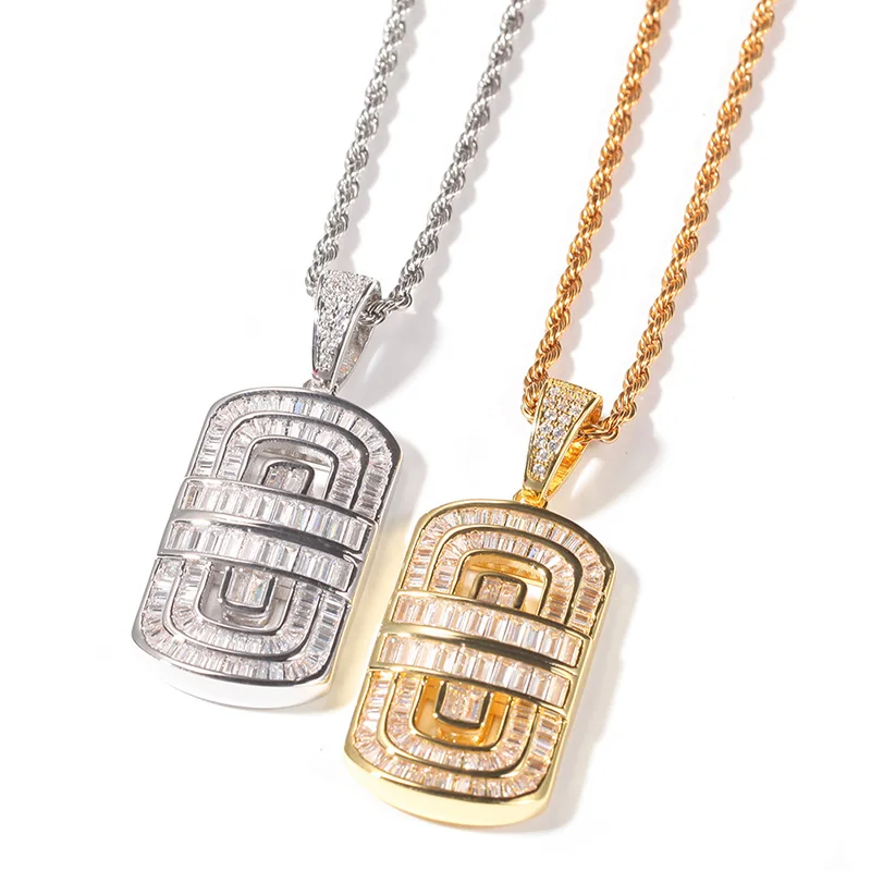 

Hip Hop Micro Paved AAA+ Cubic Zirconia Bling Iced Out Geometric Square Pendants Necklaces for Men Rapper Jewelry Drop Shipping