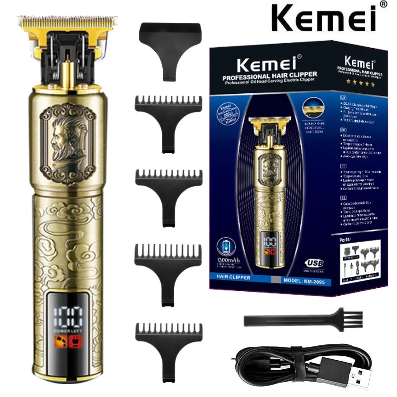 Kemei Professional hair clipper KM-2095 retro cloud body anti-skid electric clipper LCD digital display electric clipper