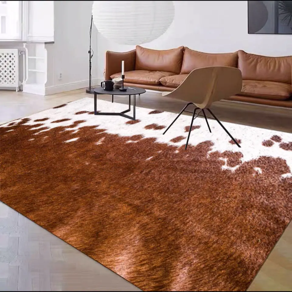 Modern imitation cowhide carpet for living room washable rugs for bedroom luxury living room decoration Large area Lounge Rug