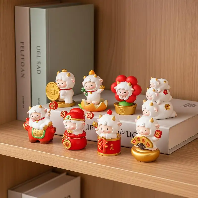 Lucky Happy Sheep Mini Blind Box Chinese Style Kawaii Random Surprise Collectible Cute Desktop Decor for Festival Giveaway
