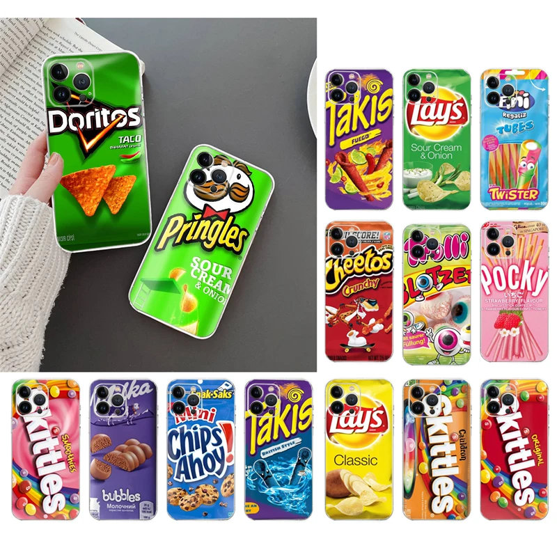 Funda de teléfono para iphone 17 Pro Max Air 16 15 14 13 Pro Max 15 16 Pro 15Plus patatas fritas Snacks Chocolate galleta leche
