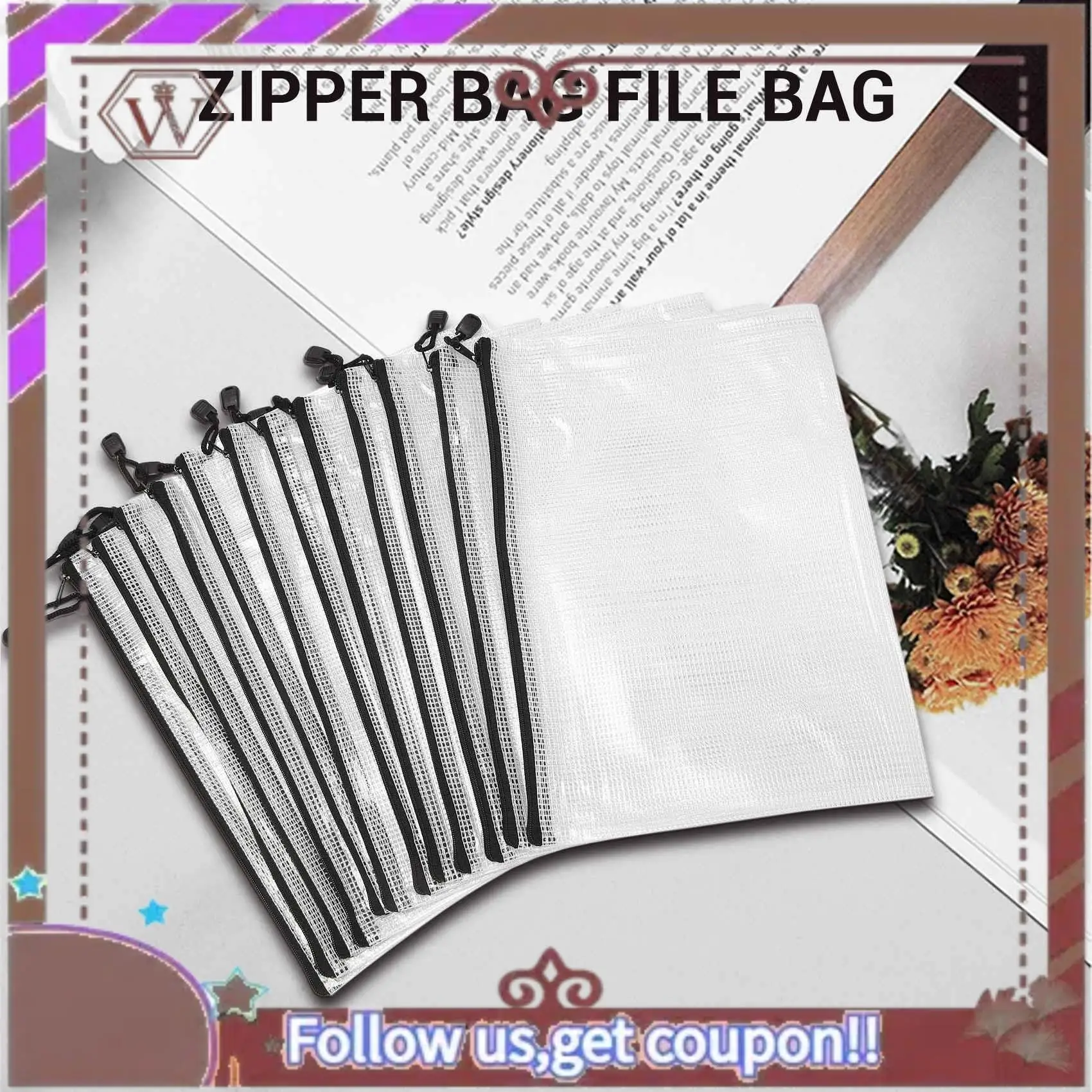 ABBG-12 шт. Сумка для файлов на молнии A4 Сетчатая сумка на молнии Сумка для хранения настольных игр Сумка для файлов из ПВХ Сумка для хранения офисных принадлежностей (34 см x 24 см)