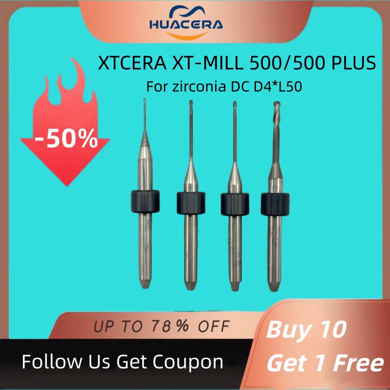 Xtcera Xt-mill 500/500 plus DC Coating 2.0 1.0 0.6 Dental Lab Zirconia PMMA Milling Cutter Dentistry Grinding Tool Milling Burs