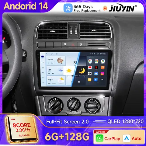 JIUYIN AI Voice Android Auto Radio For VW Volkswagen POLO 5 sedan 2008-2020 Carplay 4G Car Multimedia GPS 2din autoradi