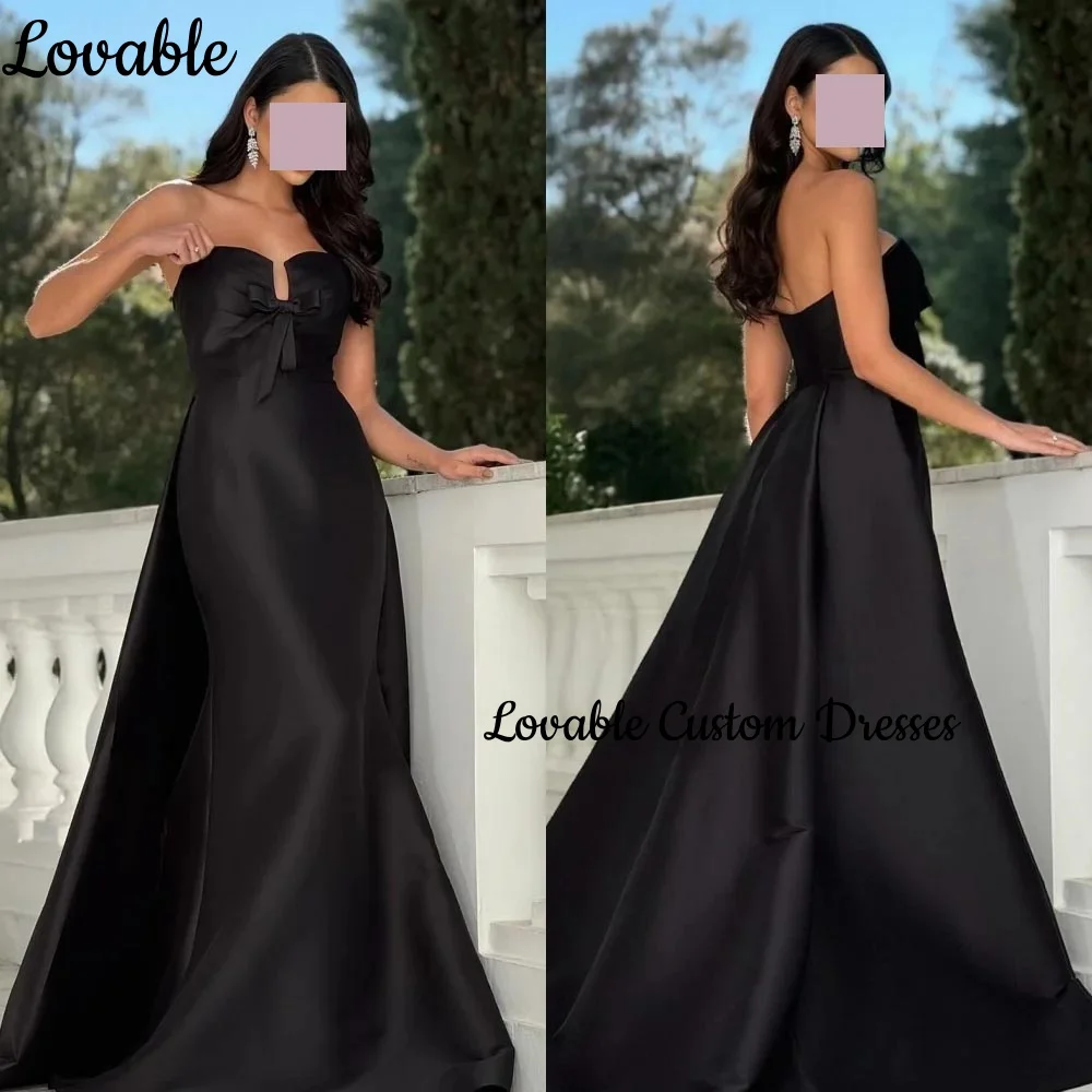 

Customize Dresses For Prom Strapless Sheath Floor-Length Women'S Evening Dresses Satin Sleeveless Birthday Dresses Luxury