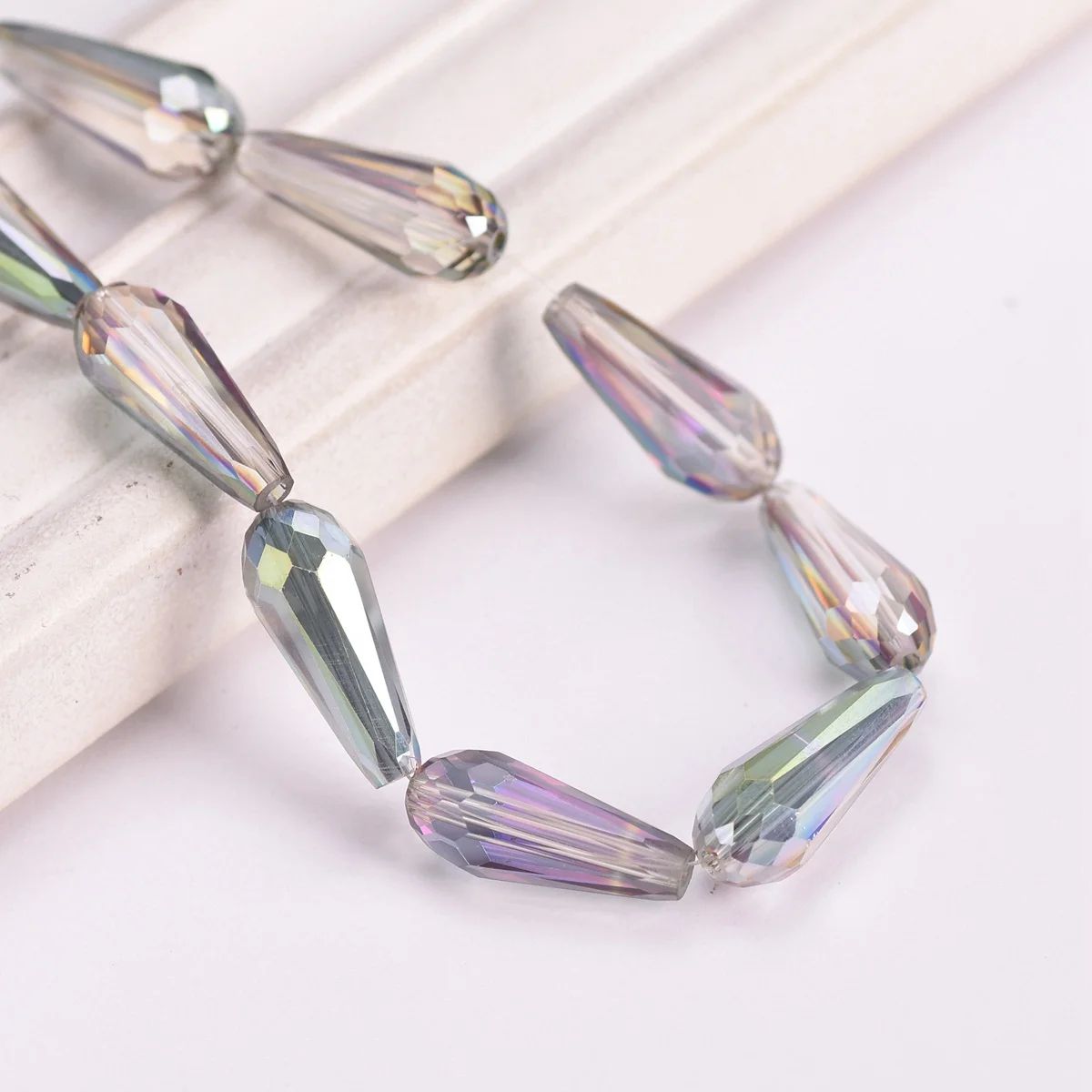 10pcs Colorful Long Teardrop Shape 20x8mm Faceted Crystal Glass Loose Beads For Jewelry Making DIY Crafts Findings