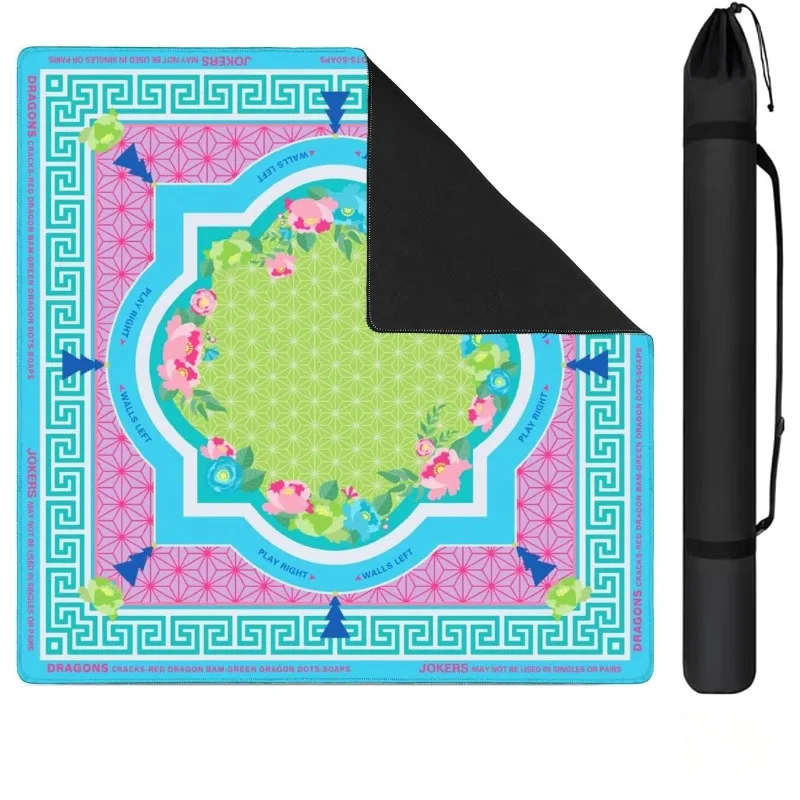 

Party Mahjong Mat with Black Carrying Bag 31.5"Anti-Slip Noise Reduction Gaming Mat for Mahjong, Poker, Board Games,Storage Bag
