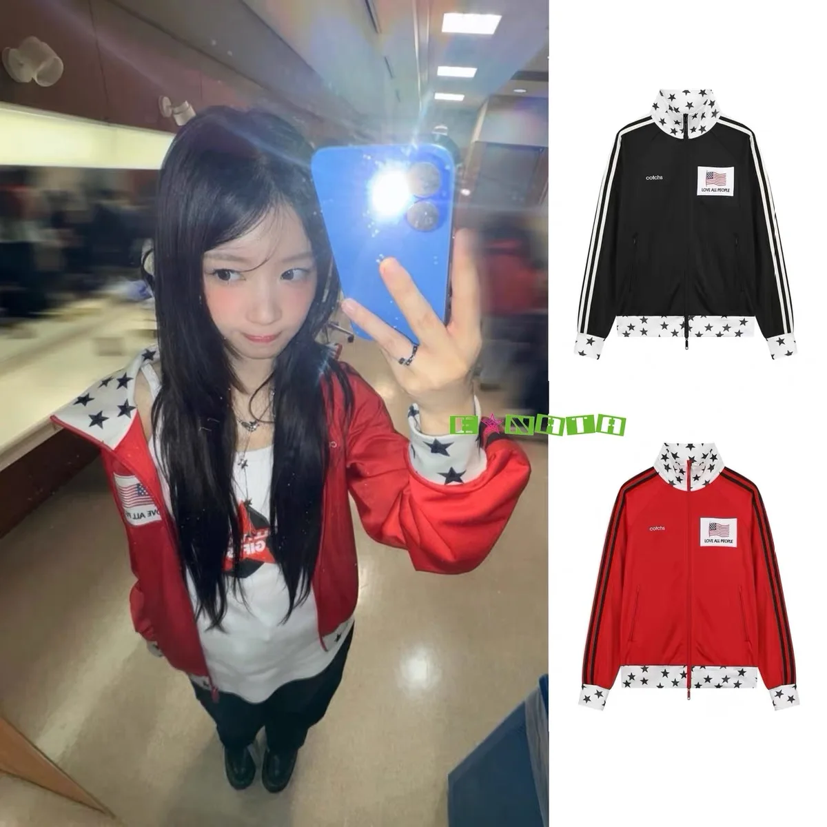 

Hy Yellow Crown American Sle ort Jaet High Quali Women's Faion Spring Loose Fit Long Sve Zipper Closure