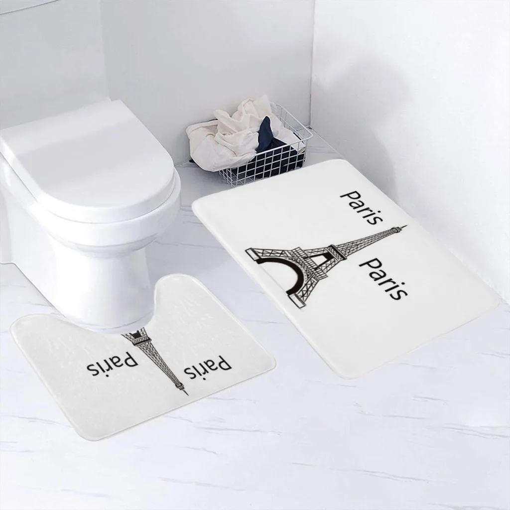 

Paris 2 Sets Bathroom Antiskid Pad Non-Slip Bath Carpet Floor Mat Rug Flannel Baths Mat Bathroom Washable