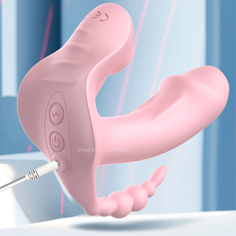 3 IN 1 Sucking Vibrator Panties for Women Vibrating Sucker Anal Vagina Clitoris Stimulator Wearable Oral Suction Erotic Sex Toys