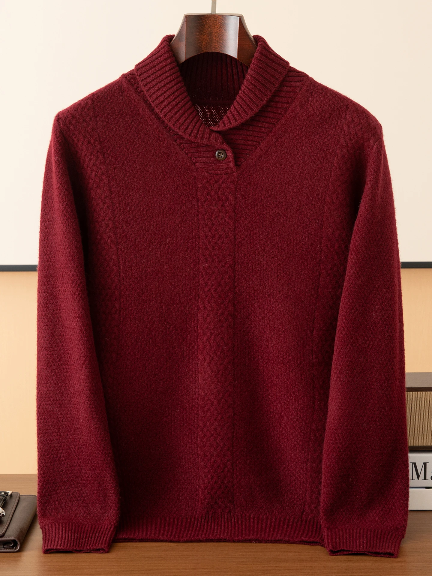 Sweter Wol Merino 100% Pria Model Terbaru Musim Gugur Musim Dingin Rajutan Pullover Kasual Lengan Panjang Pakaian Atasan Tebal Jumper Kasmir