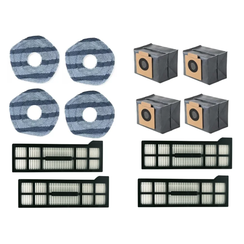 

A02F-12PCS For Eufy X10 Pro Omni Robot Vacuums Cleaner Replacement Parts Dust Bag Washable HEPA Filter Mop Cloth