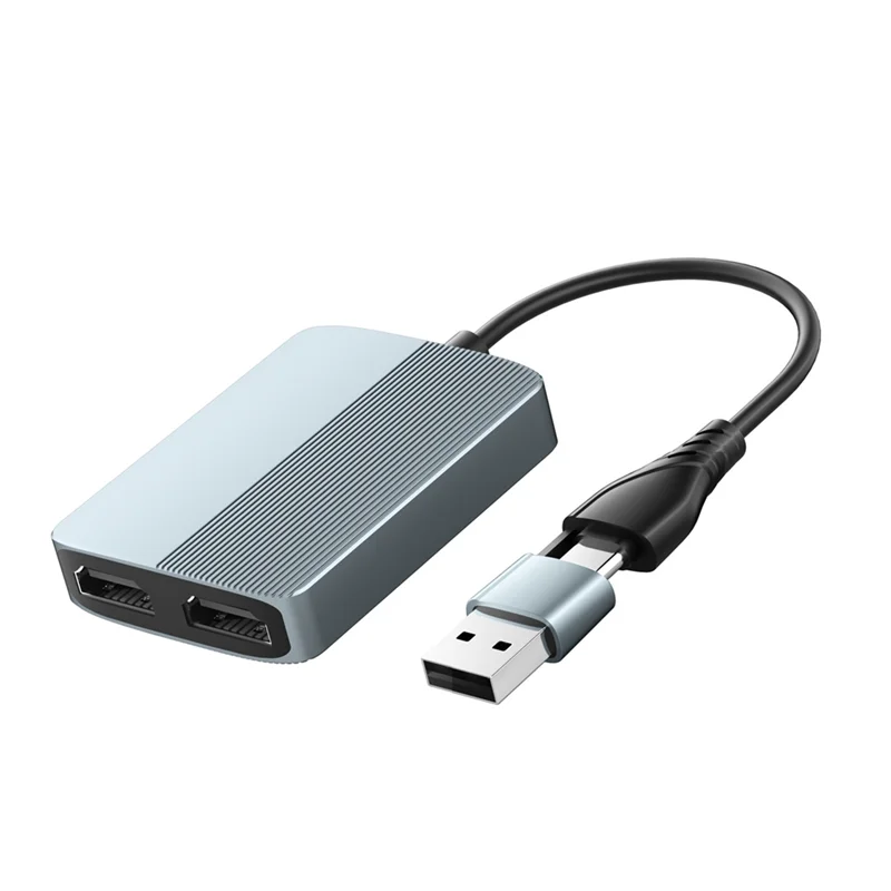 【Последнее место!】Удлиненный дисплей USB+ Type-C к двойному совместимому адаптеру, 2 монитора, 1080P, двойной монитор, расширенный разветвитель