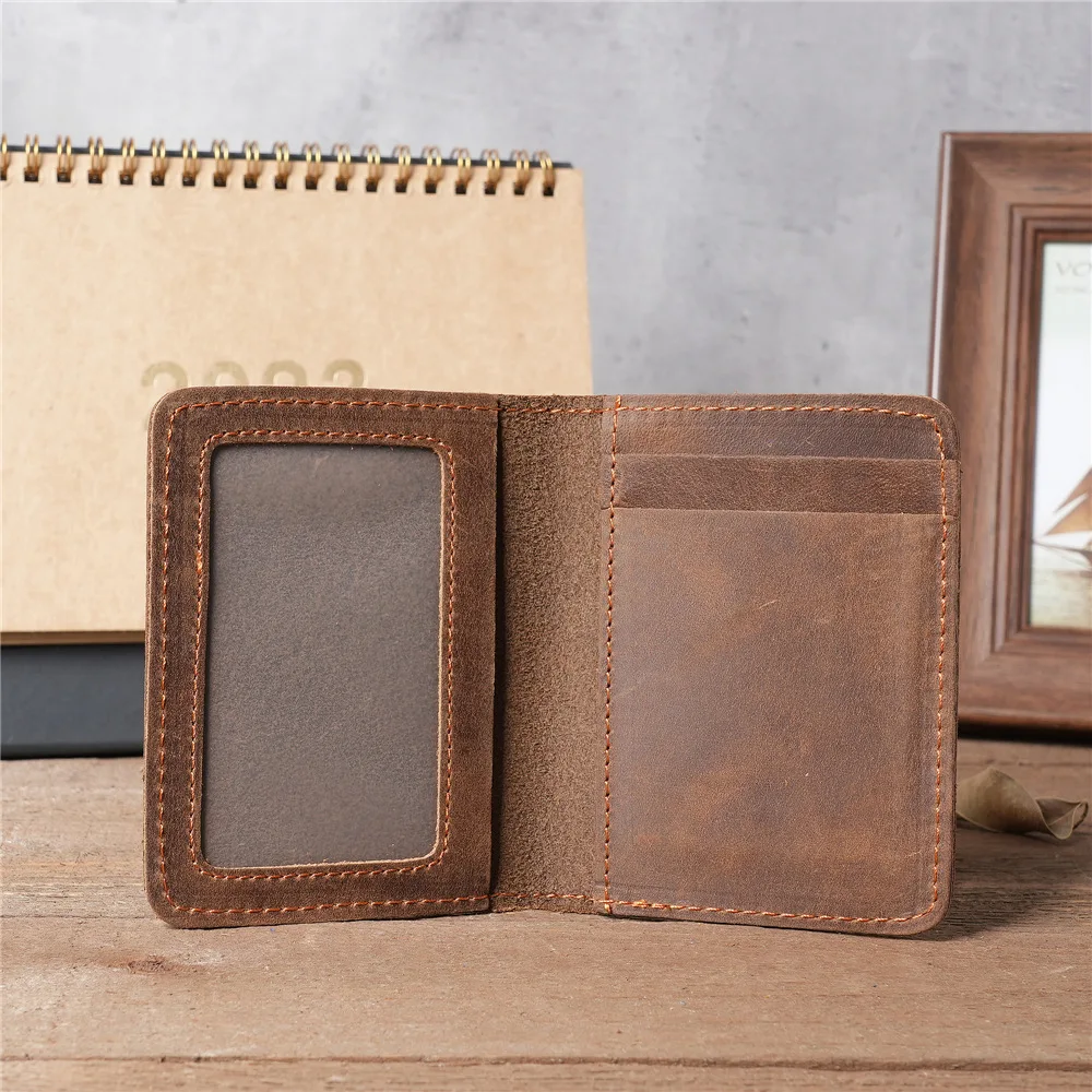

Handcraft Leather Credit Card Holder Vintage Men's Wallet For Credit Cards Case And Driver License Vintage Brown Minimalist