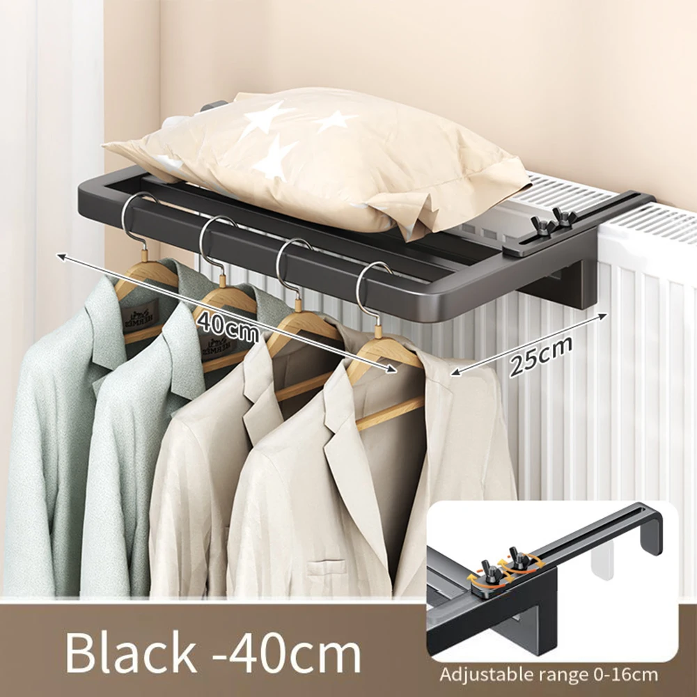 1pc Radiator Towel Holder Clothes Scarf Storage Carbon Steel Hooks Towel Rack Organizer Bathroom Accessories 40x25cm