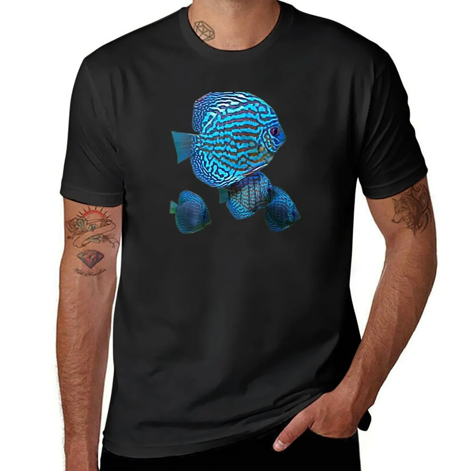 

BLUE DISCUS FISH T-Shirt blanks graphics Men's t shirts