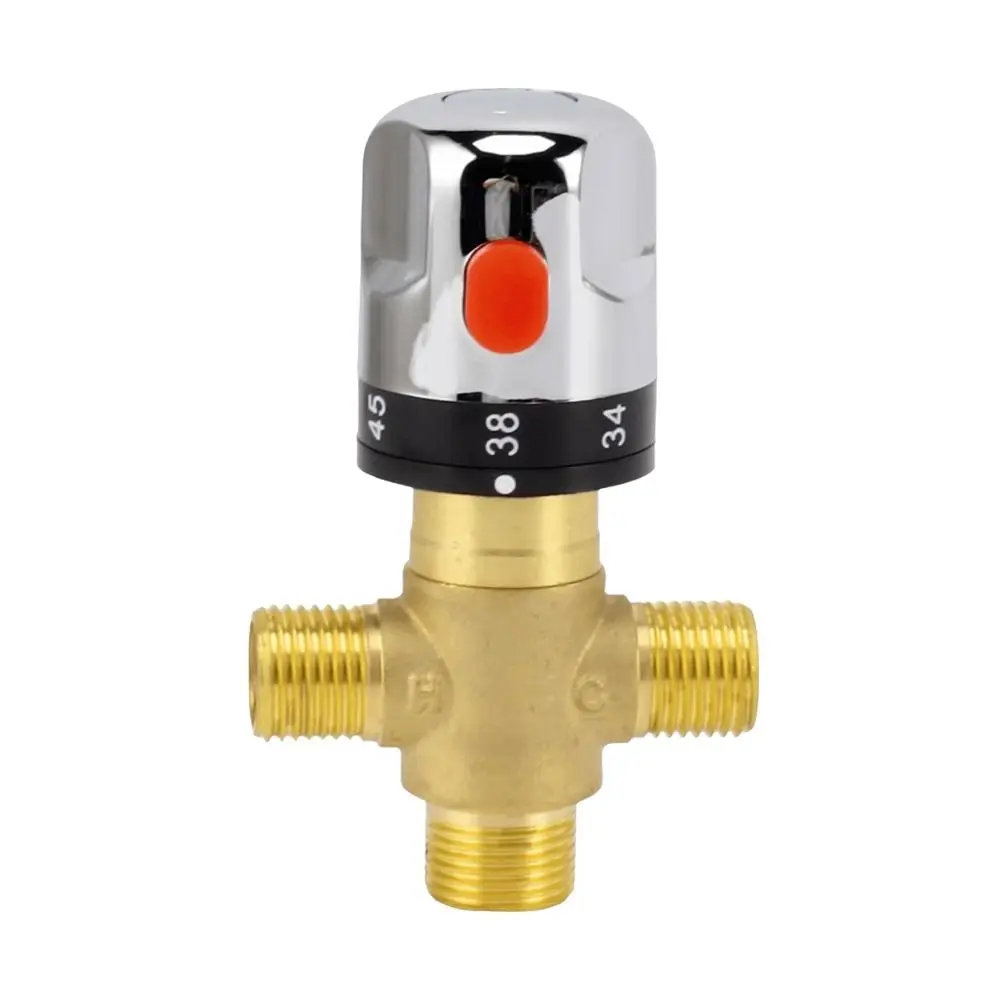 Precision Control G1/2 Thermostatic Mixing Valve Brass 20~50℃ Hot Cold Water Mixing Valve 3-Way Blending Valve For Kitchen