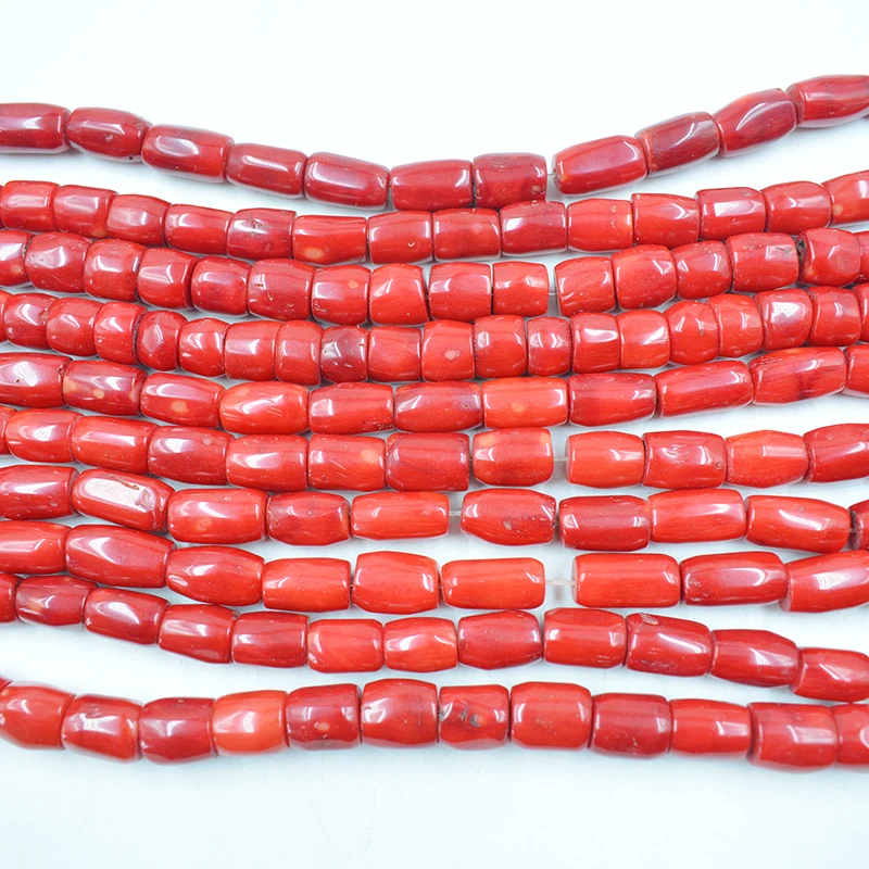 

10strands 8MM unique and beautiful. Exquisite natural red coral drum beads. Loose beads. DIY lovers collection 15"