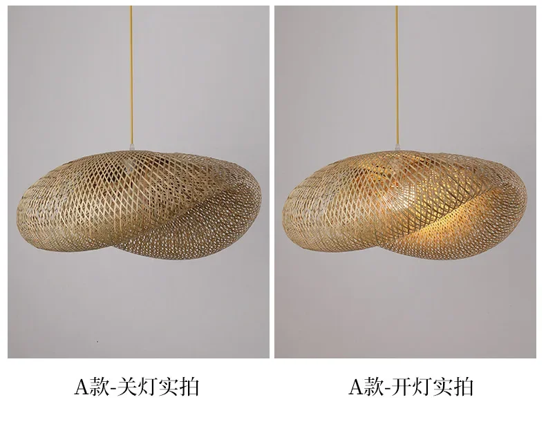 Bamboo Pendant Lights Hand Woven Ceiling Weaving Chandelier Lamp Rattan Wicker Hanging LED Fixtures Home Bedroom Bamboo Art Lamp