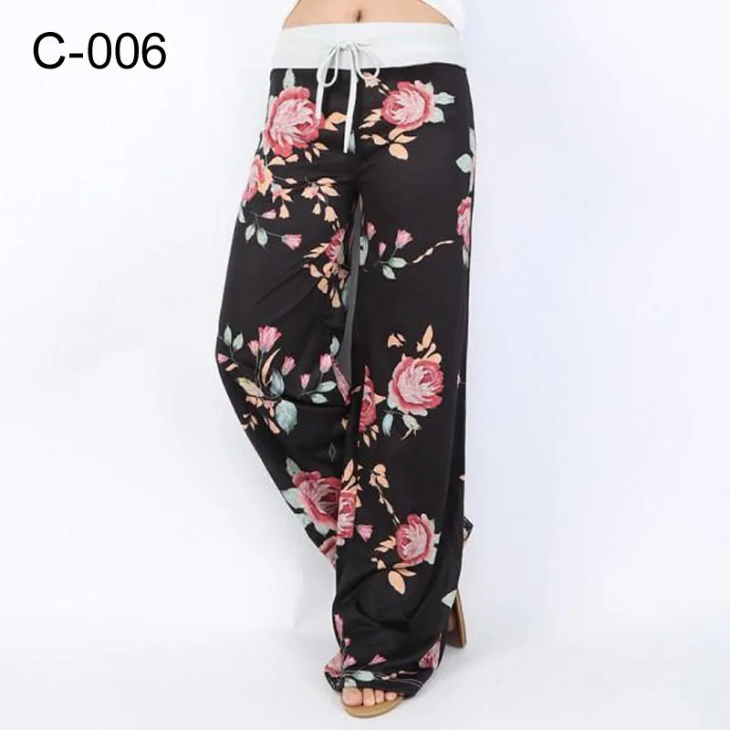 new Women Bohemian Floral Print Pants Mid Waist Vintage Harem Pants Elastic Waist Boho Beach Long Trousers Plus Size 5Xl 2023