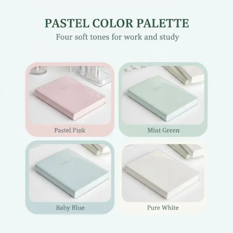 Thickened Macaron Notebook 400 Pages Large Capacity Transparent Cover for Travel Diary School Note Taking