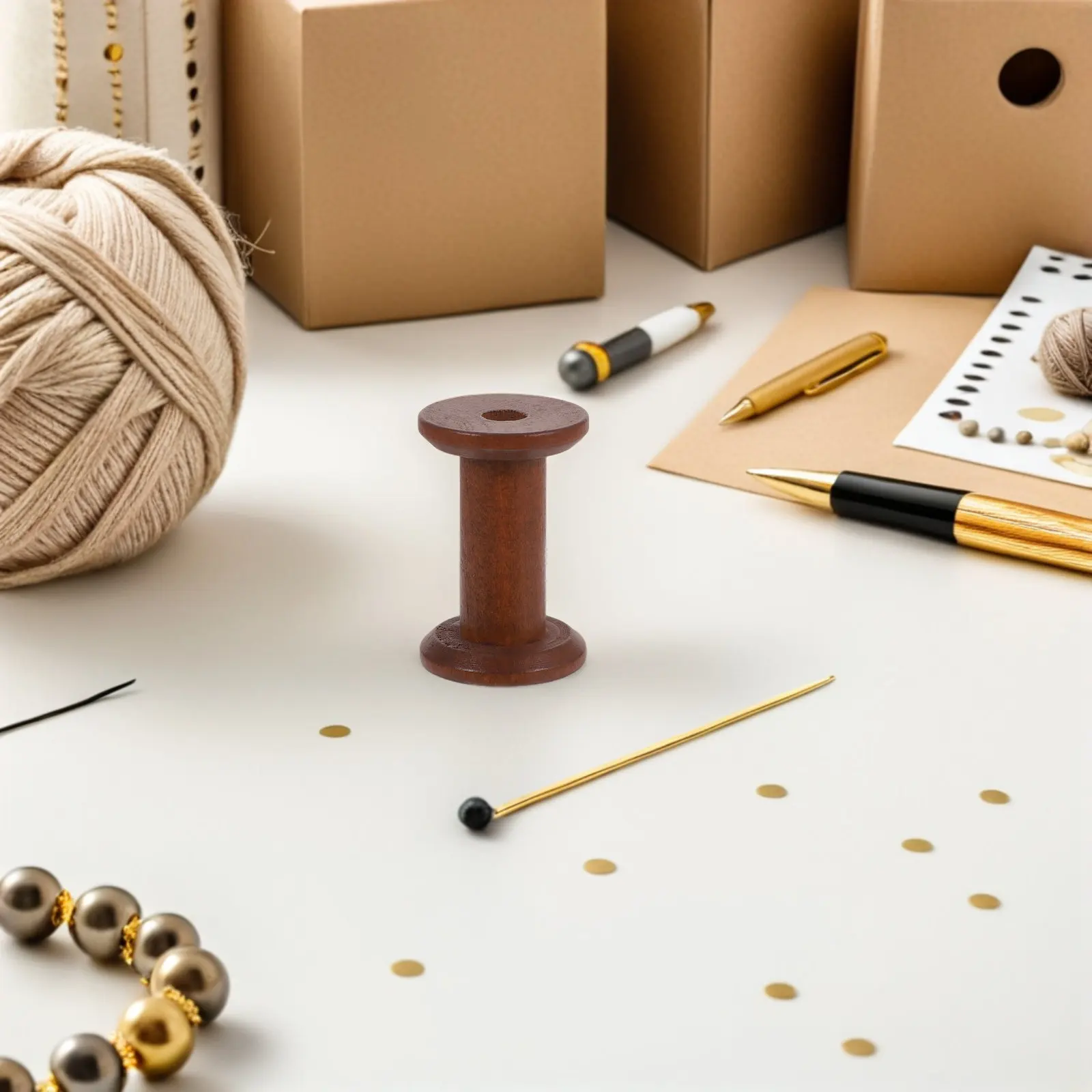 5Pcs Wooden Spools for Thread Empty Craft Bobbins 0.7 Shaft Dia 10Mm Hole for Embroidery Yarn Wire Weaving Jewelry