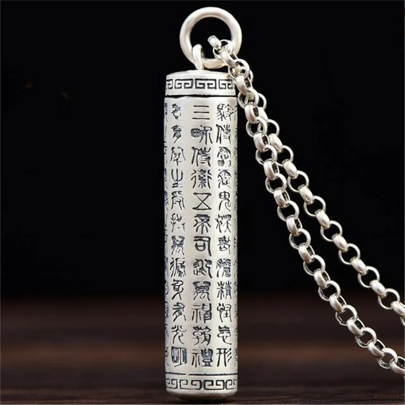 Shurangama Mantra Pendant For Men Women Jewelry Top Quality Silver 925 Choker Necklaces Male Amulet Blessing Sutra Accessories