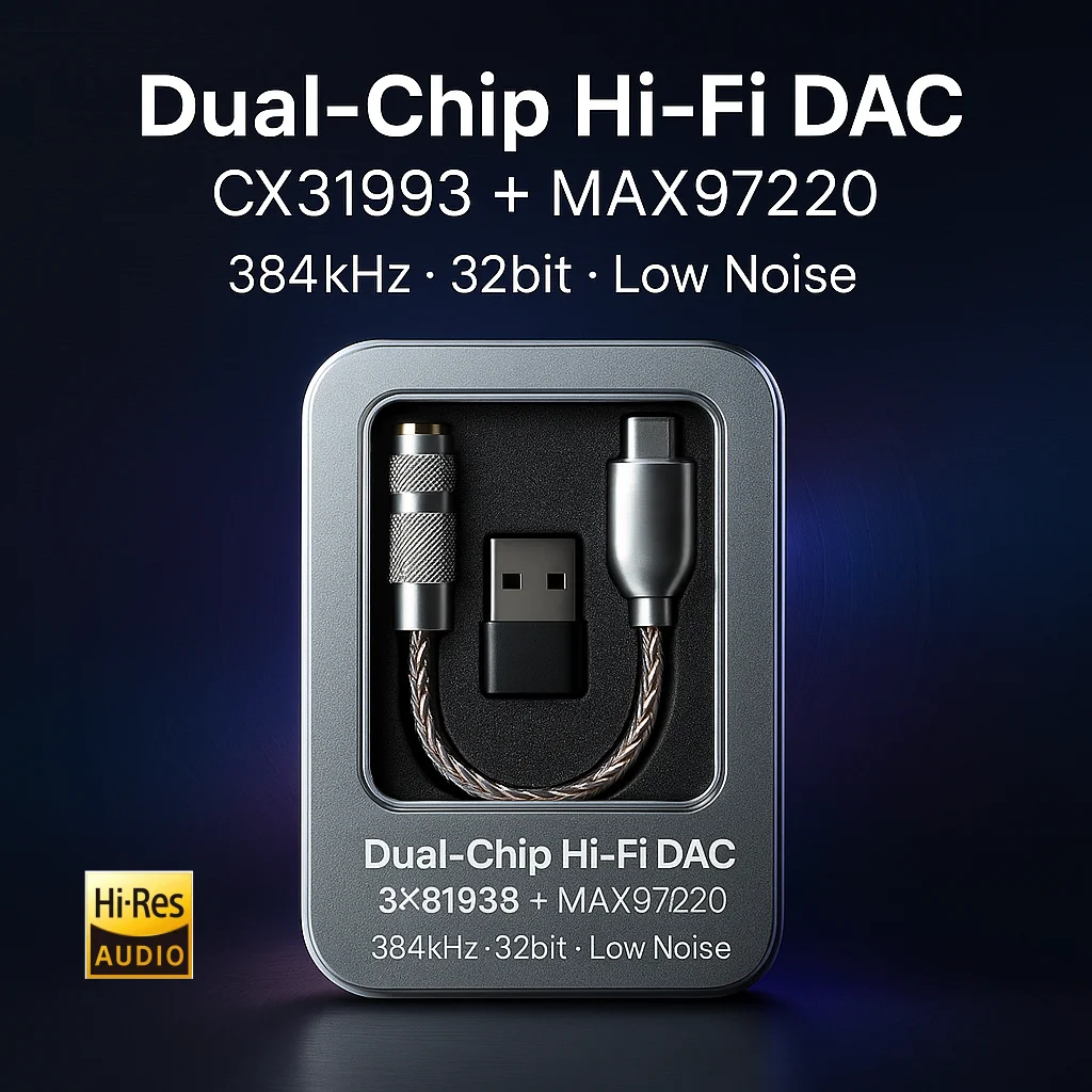 Winter Hi-Fi Type-C Audio Adapter with Metal Storage Box | Dual-Chip DAC + AMP | USB Adapter Included