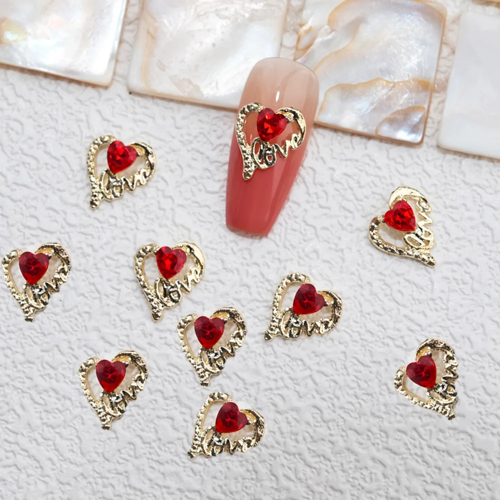 Christmas Red Mini Diamond Lips Nail Art Charm 3D Full Crystal Alloy Nail Decoration DIY Luxury Romantic Lip Manicure Rhinestone