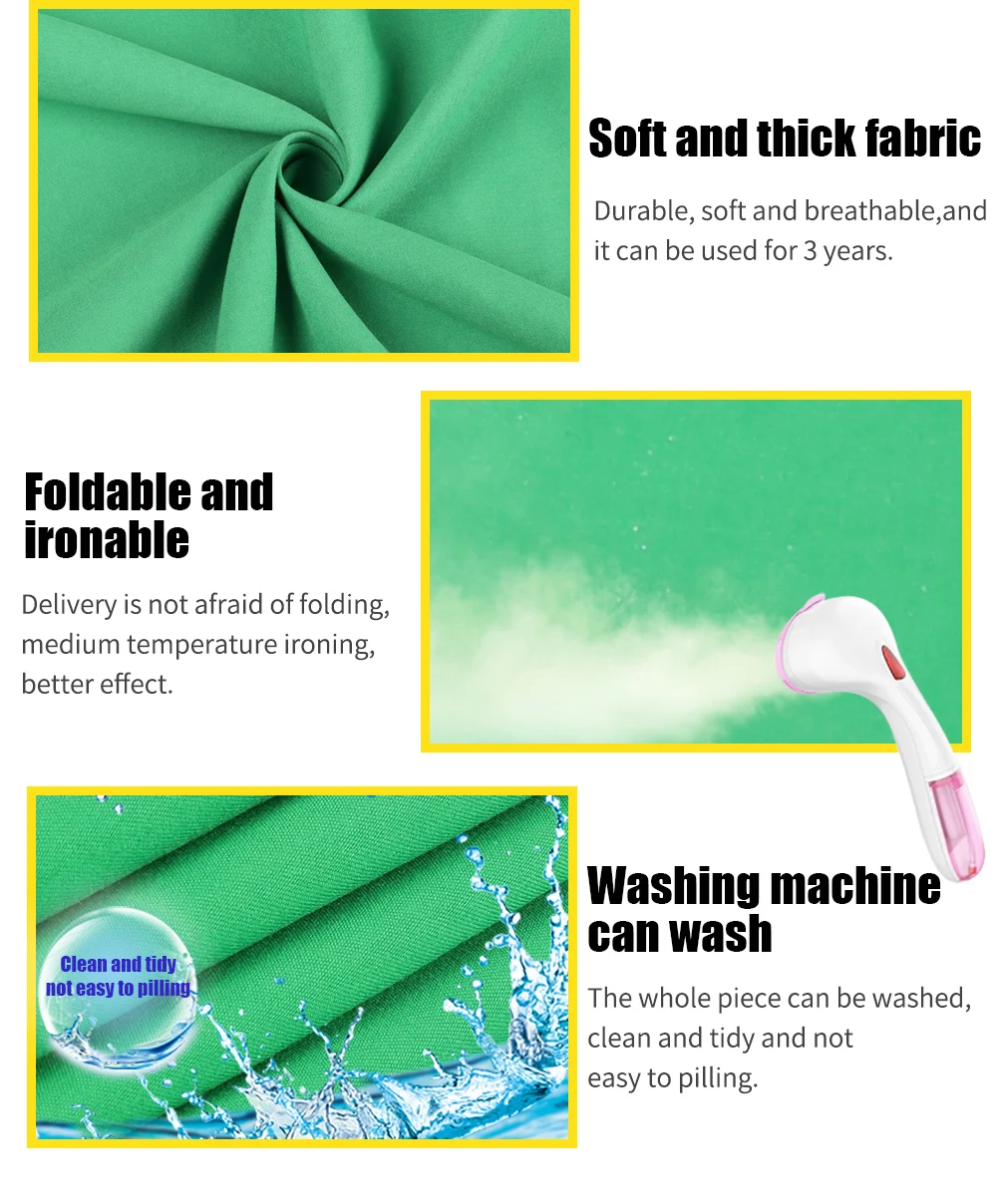 SH White Green Screen 2.4X4M Collapsible Chroma Key Backdrop Fabric Ultra-Quick Setup Birthday PartyBackground Photo Studio
