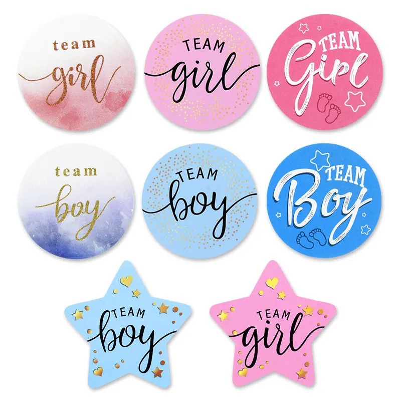 

120pcs Lovely Baby Shower Stickers Team Boy Team Girl Sticker Gender Reveal Party Decoration Kids Birthday Gift Labels DIY Craft