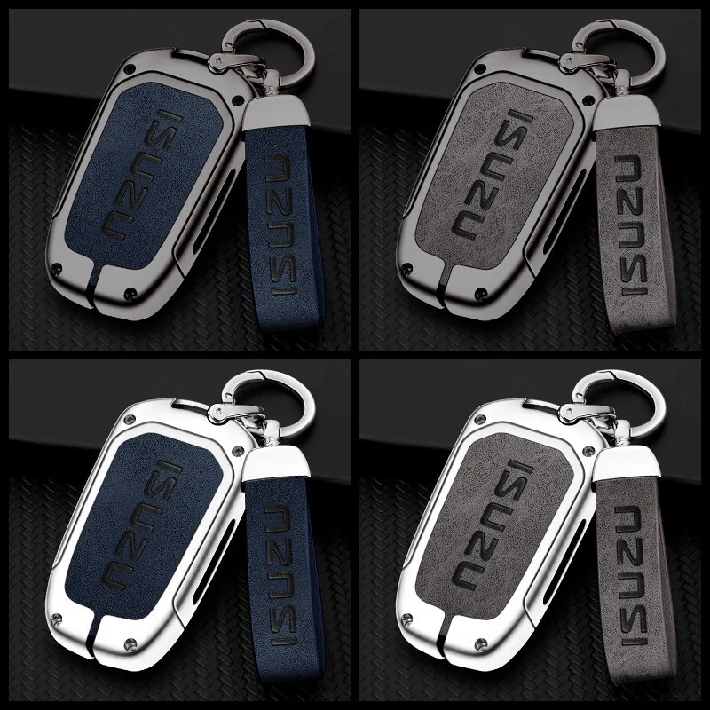 For Isuzu Dmax Mux Trooper ELF NQR 75 Forward Rodeo KB Bighorn Axiom Accessories Car Key Case Shell Auto Emblem Keychain Ring