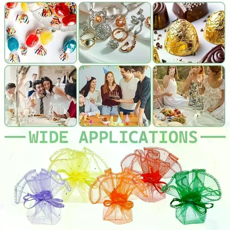 

100pcs 26cm Gifts Round Organza Bag Gauze Element Drawable Bag Jewelry Pouches Wedding Favors And Wedding Party Bags