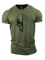 Men's digital printed skull printed T-shirt Fitness top Short sleeve T-shirt quick drying breathable