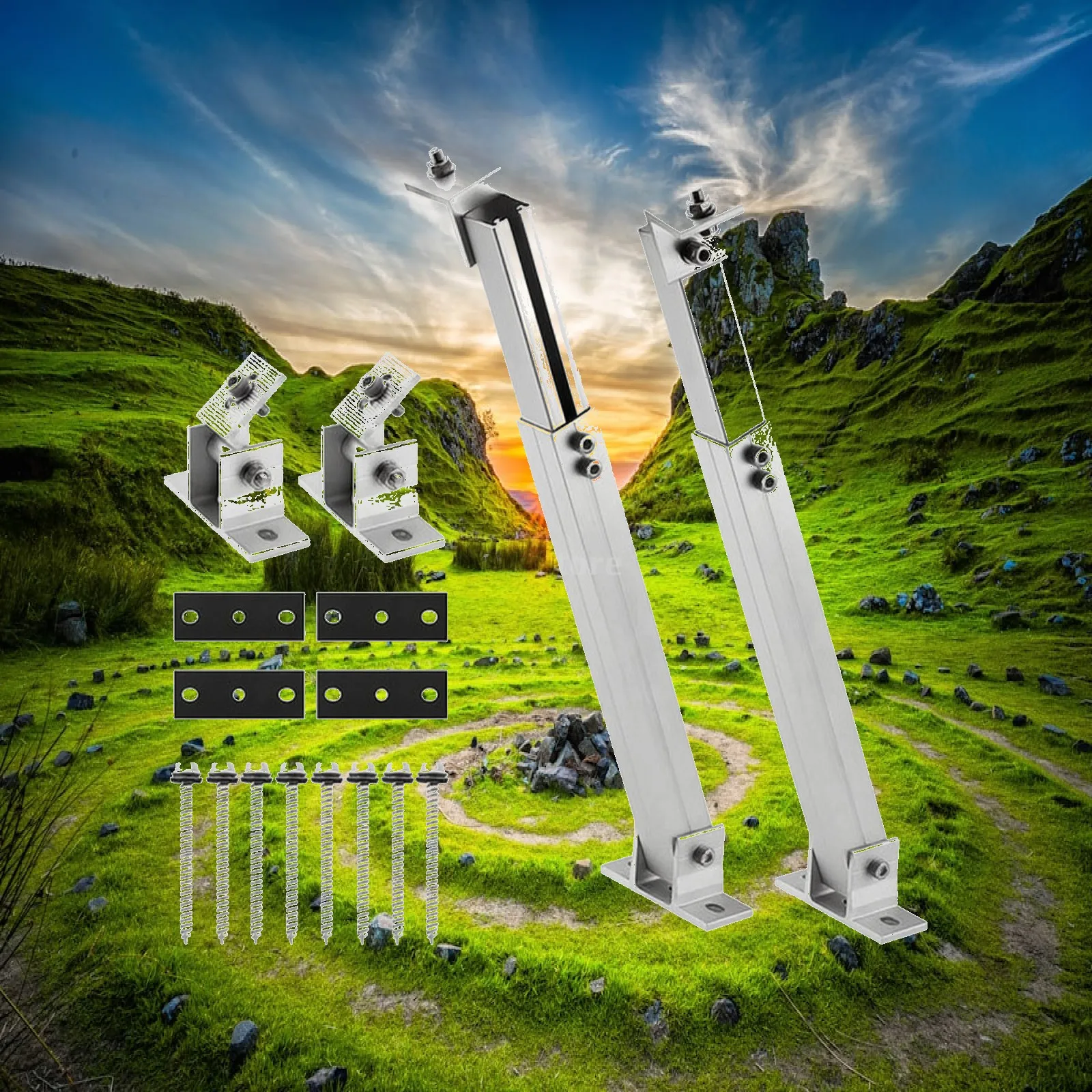 Solar Panel Mounting Bracket Kit Adjustable Solar Panel Mounting Brackets Hardware Sturdy Flexible for Installers, Metal Roofs