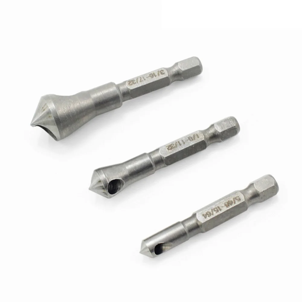 STONEGO 3PCS 90° Countersink Bit Set for Deburring, Tapping, and Chamfering in Wood, Soft Metal, and Plastic